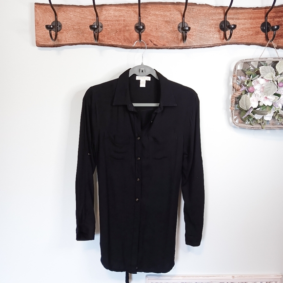 ♥️ Revamped button down Tunic / Shirt dress with belt sash - Picture 1 of 9